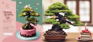 bonsai, cake and a meaningful gift for birthday